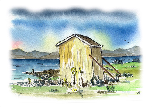 Beach Hut at Dougrie and Kilbrannan Sound, Isle of Arran
