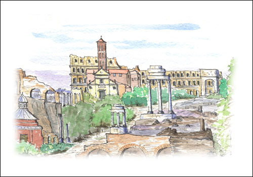 View of Forum and Coliseum, Rome