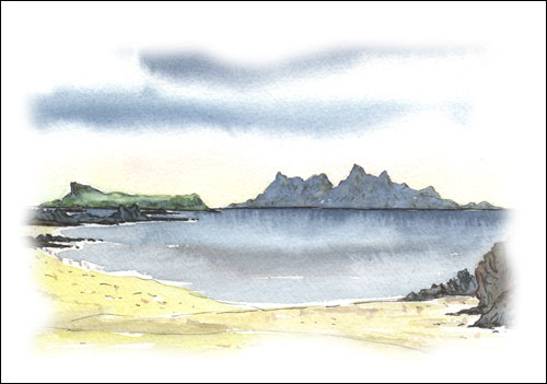 Rum and Eigg from Sand of Morar # 1